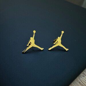 Jumpman Earrings, Jordan Earrings, Michael Jordan - Gold Studs -  Basketball